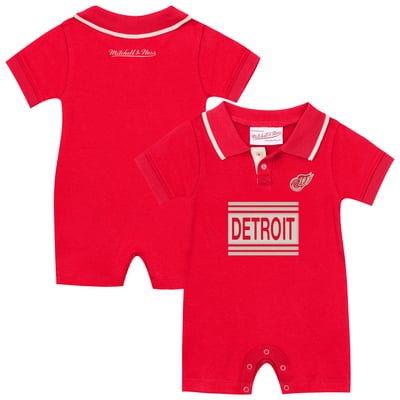 Detroit Red Wings Mitchell & Ness Newborn & Infant Retro Roots Rugby Romper - Red