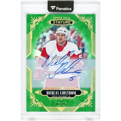 Nicklas Lidstrom Detroit Red Wings Autographed 2020-21 Upper Deck Stature Green #81 #8/25 Card