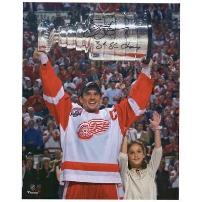Steve Yzerman Detroit Red Wings Fanatics Authentic Autographed 16" x 20" Raising Cup Photograph with "3X SC Champ" Inscription