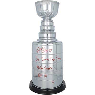 Steve Yzerman Detroit Red Wings Autographed Fanatics Authentic 2' Replica Stanley Cup with Multiple Inscriptions - Limited Edition #1/1 - Signed in Red