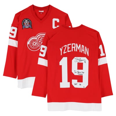 Steve Yzerman Detroit Red Wings Autographed Fanatics Authentic Red Mitchell & Ness Jersey with Multiple Inscriptions - Limited Edition #1/10