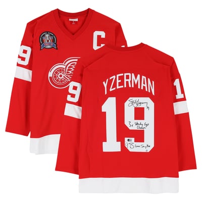 Steve Yzerman Detroit Red Wings Autographed Fanatics Authentic Red Mitchell & Ness Jersey with Multiple Inscriptions - Limited Edition #1/1