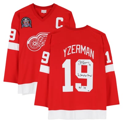 Steve Yzerman Detroit Red Wings Autographed Fanatics Authentic Red Mitchell & Ness Jersey with Multiple Inscriptions - Limited Edition #10/10