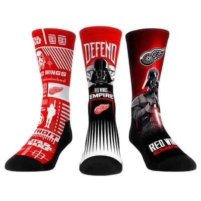  Detroit Red Wings Rock Em Unisex Star Wars Three-Pack Crew Socks Set - Red