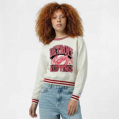  Detroit Red Wings Champion Women's Bold Laurels Reverse Weave Yarn Sweatshirt - Cream