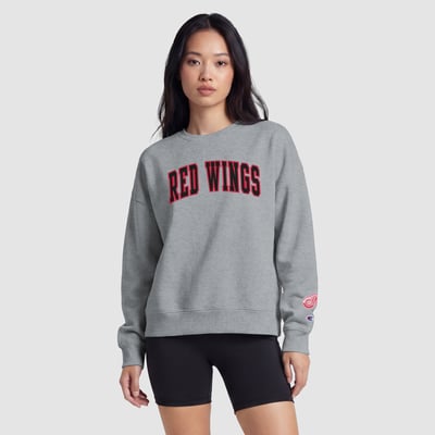  Detroit Red Wings Champion Women's Applique Crewneck Sweatshirt - Heather Gray