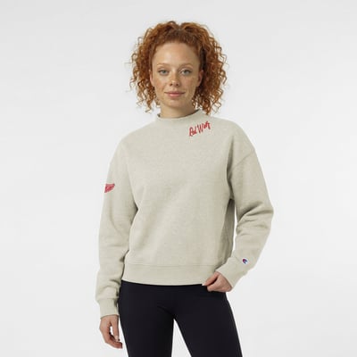  Detroit Red Wings Champion Women's Collar Script Triumph Tri-Blend Fleece Sweatshirt - Oatmeal