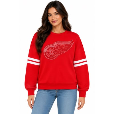 Detroit Red Wings FABGATING by Cuce Women's Ultra-Soft Crystal Fleece Sweatshirt - Red/White