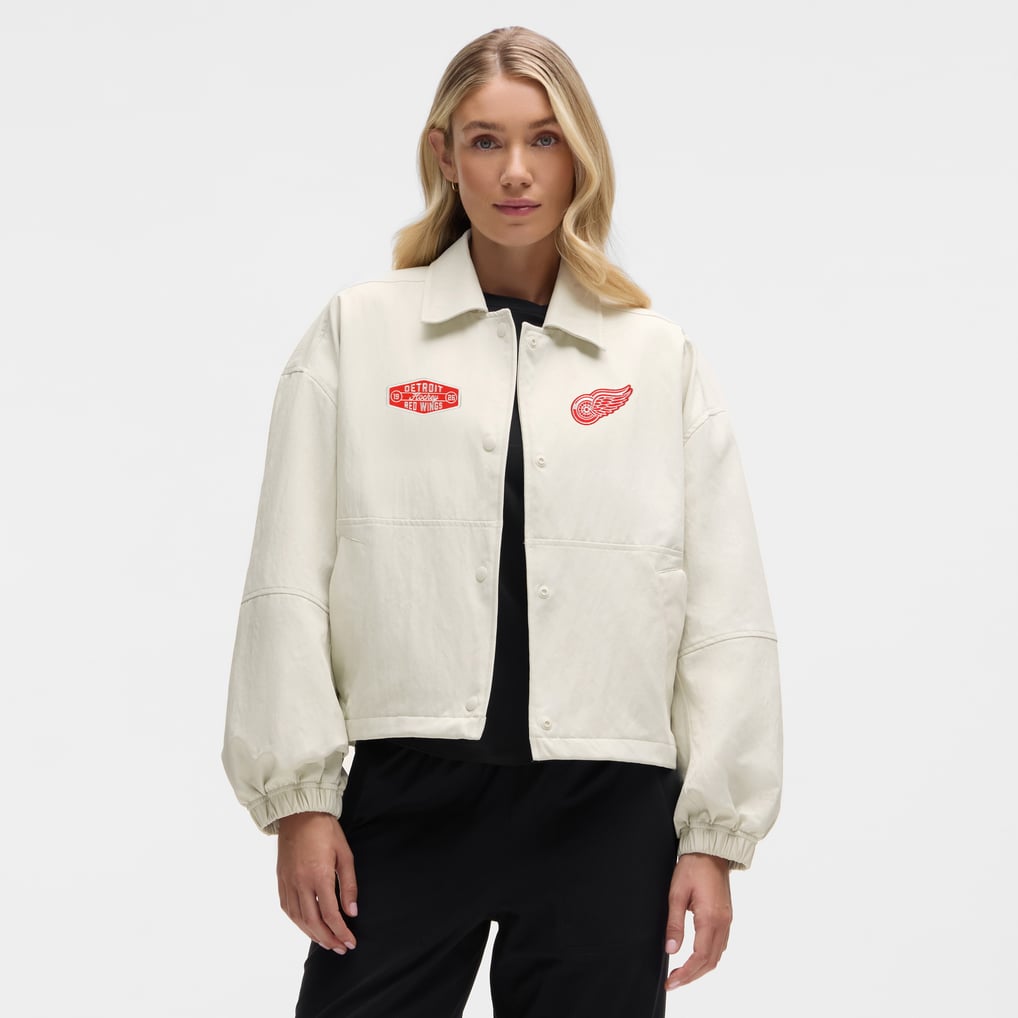 Detroit Red Wings lululemon Women's Coach's Full-Button Jacket - Heathered Bone