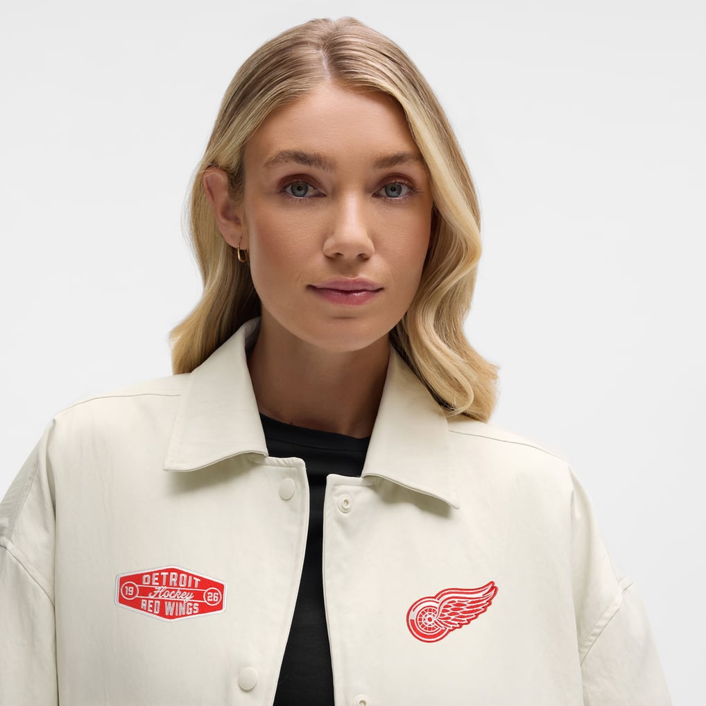 Detroit Red Wings lululemon Women's Coach's Full-Button Jacket - Heathered Bone