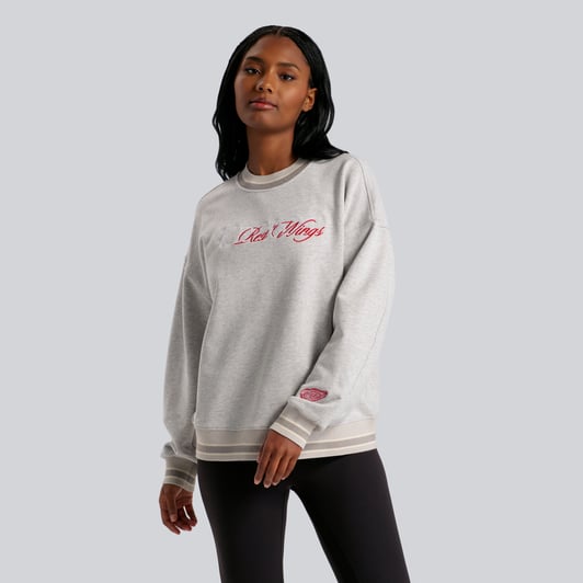 Detroit Red Wings lululemon Women's Perfectly Oversized Hip-Length Ringer Sweatshirt - Heathered Core Ultra Light Grey