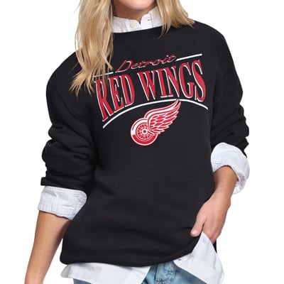 Detroit Red Wings Starter Women's Arch Stripe Fleece Sweatshirt - Black