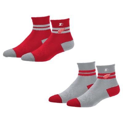 Detroit Red Wings Starter Women's Cozy Cuff Stripes Quarter-Length Plush Socks