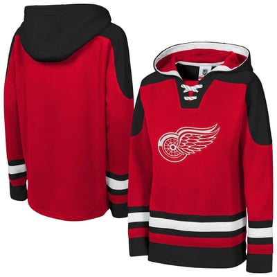 Detroit Red Wings Outerstuff Youth Ageless Must Have Home Raglan V-Neck Hoodie - Red