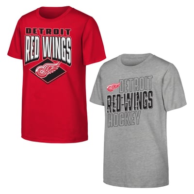 Detroit Red Wings Outerstuff Youth Trench Kings 2-Pack T-Shirt Set - Red/Gray