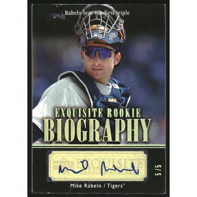 2007 Exquisite Collection Rookie Signatures Rookie Biography Autographs Gold Spectrum #RA Mike Rabelo