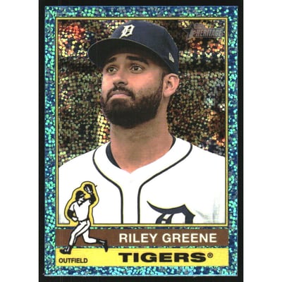 2025 Topps Heritage Chrome Light Blue Sparkle Refractors #54 Riley Greene