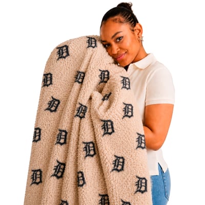 by Jill Martin Detroit Tigers Sand Sherpa Throw Blanket

