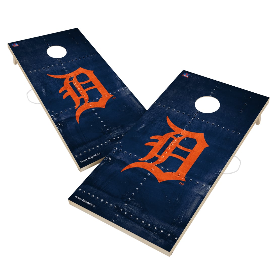 Detroit Riveters Detroit Tigers 2' x 4' Solid Wood Rivet Design Cornhole Board Set