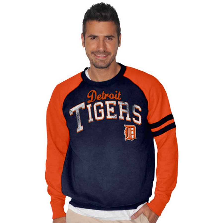 Detroit Tigers Ace Crew Sweatshirt - Navy Blue/Orange