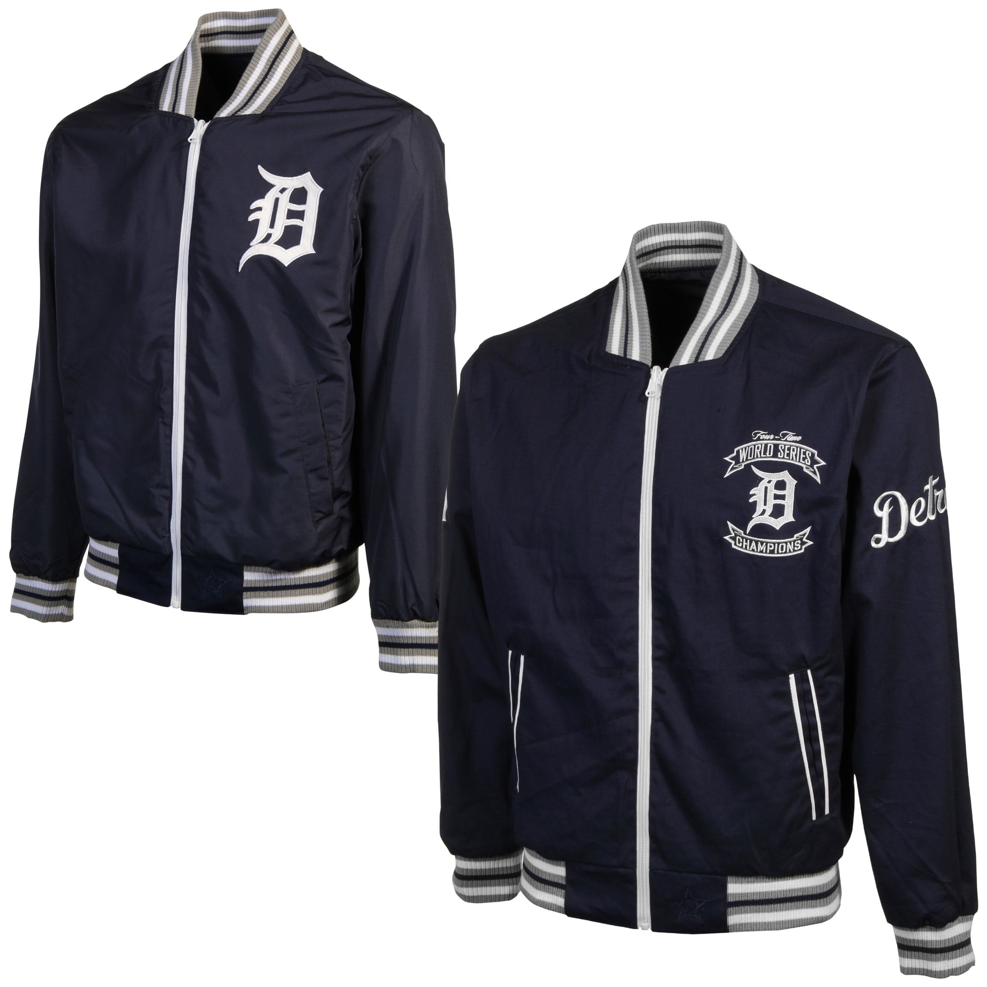 Detroit Tigers Commemorative Twill Reversible Full Zip Jacket - Navy Blue