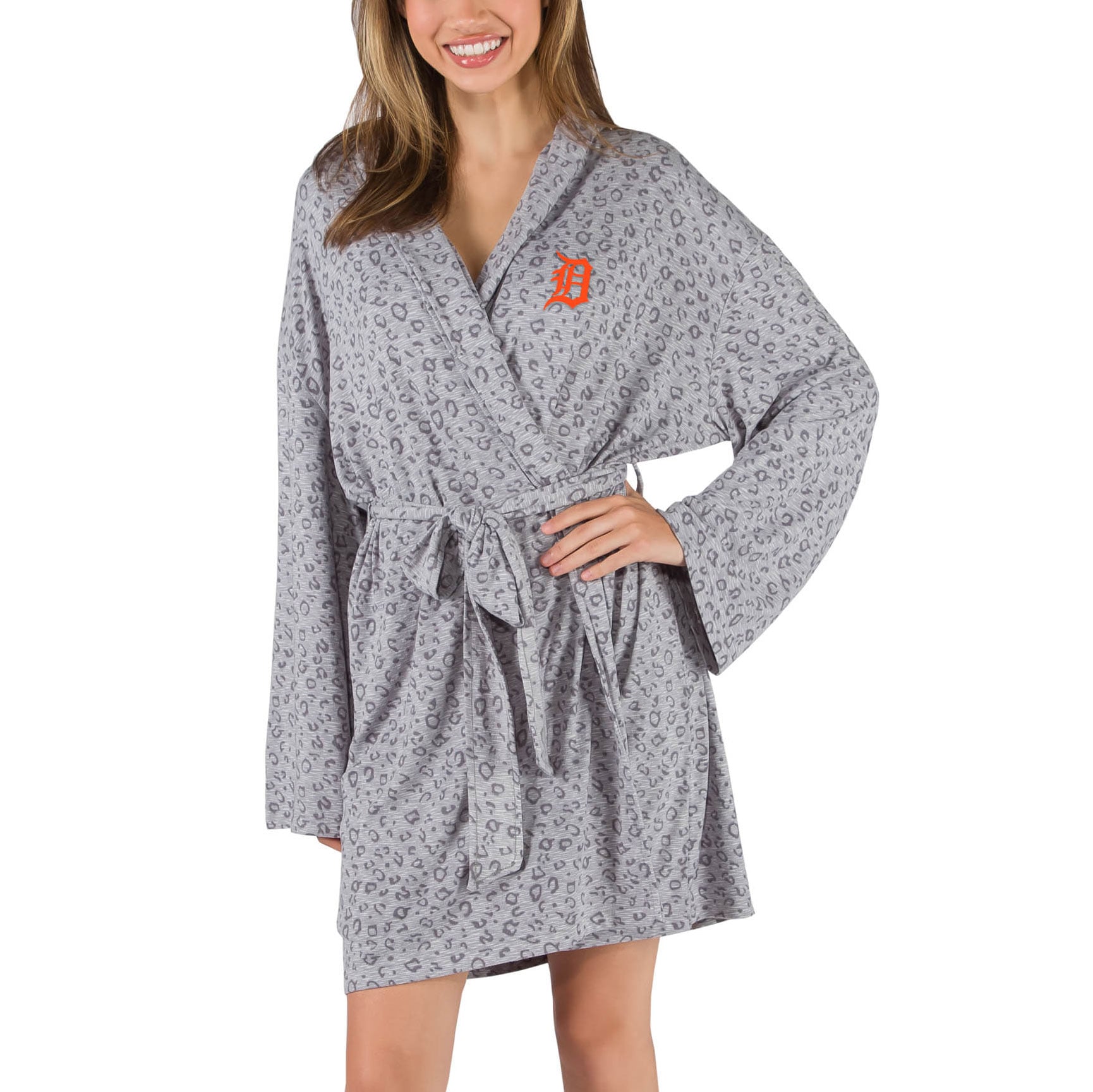 Women's Detroit Tigers Concepts Sport Gray Frill Hacci Knit Robe