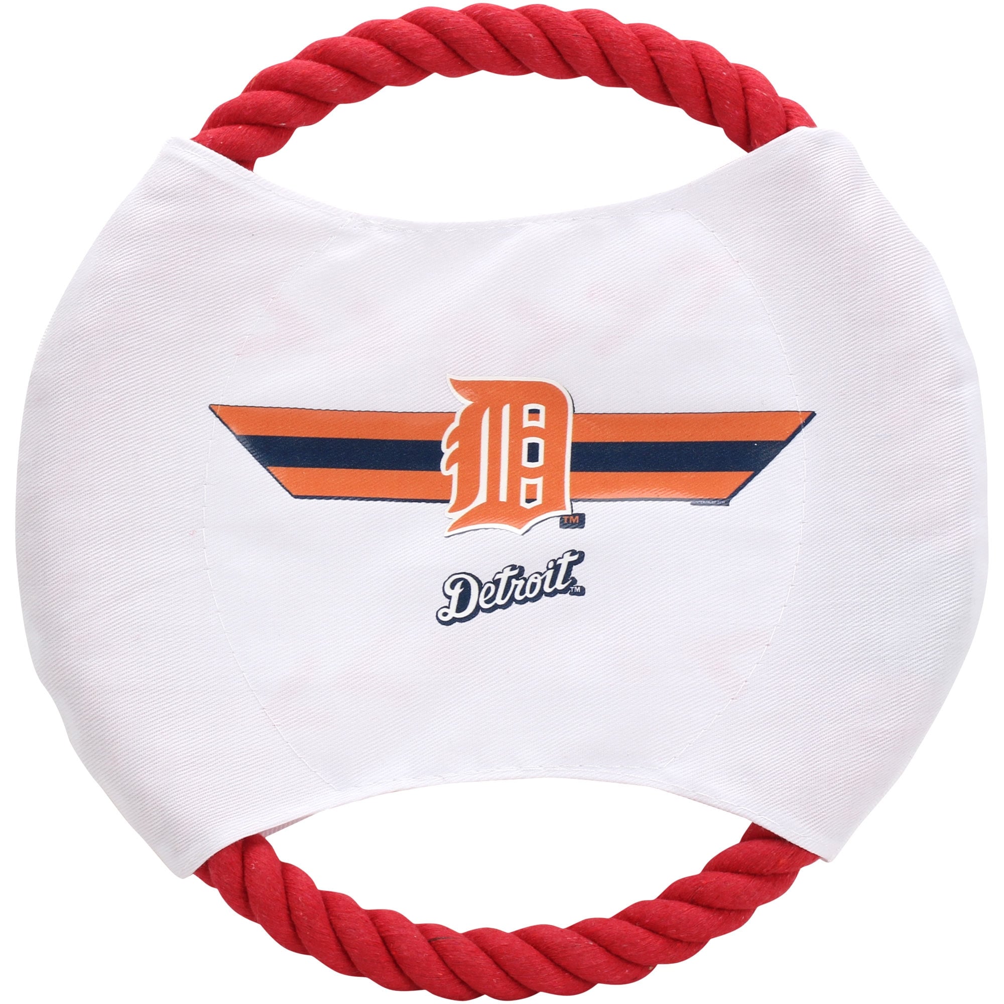Detroit Tigers Flying Rope Disk Dog Toy - White/Red