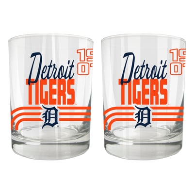 Detroit Tigers Two-Piece 12oz. Heritage Rocks Glass Set