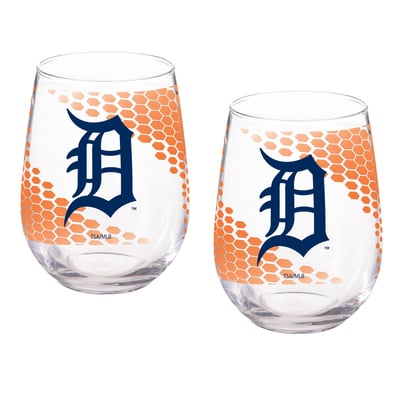 Detroit Tigers Two-Piece 17oz. Color Fade Stemless Wine Glass Set