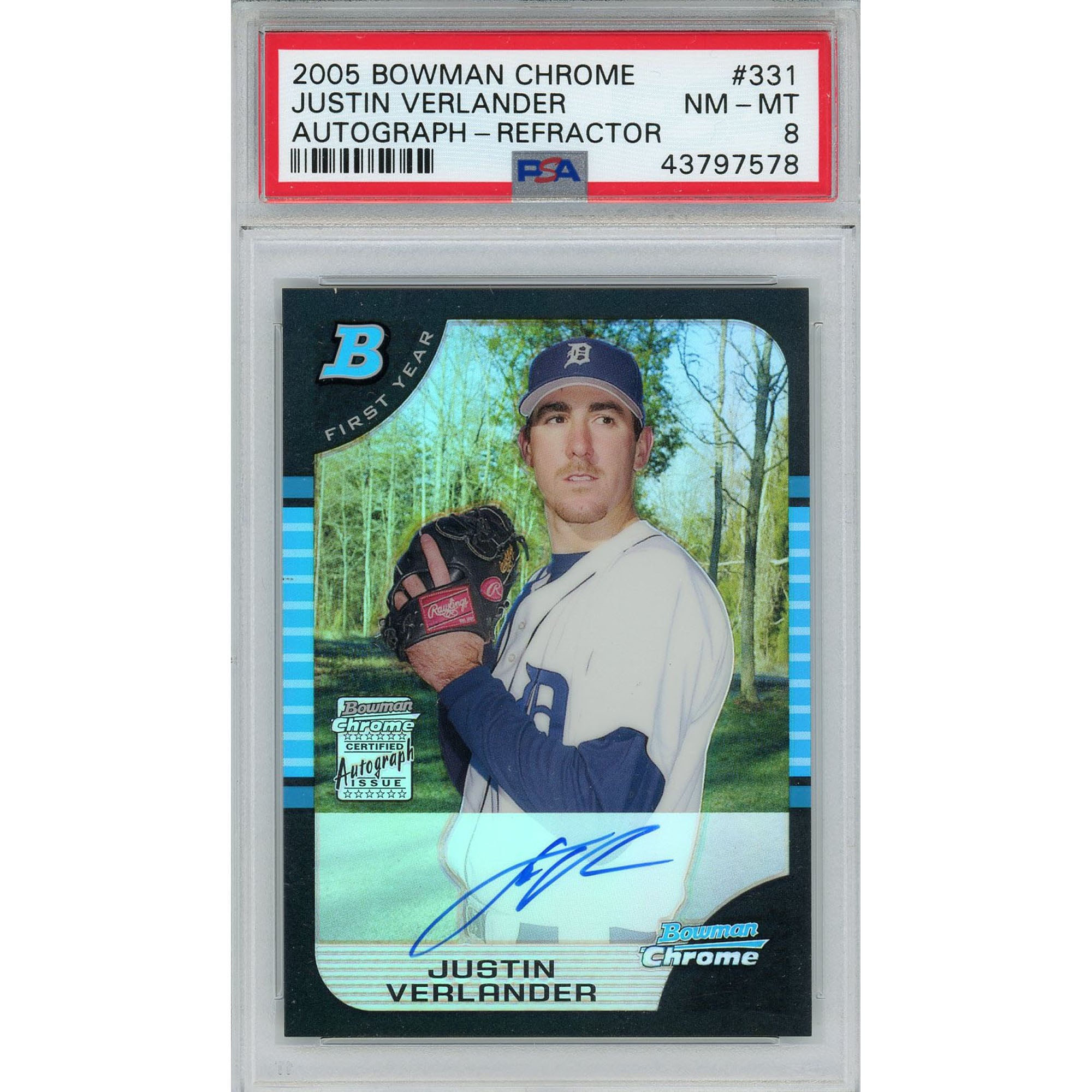 0 Bowman Justin Verlander Rookie Card Baseball Chrome | RC Tigers 