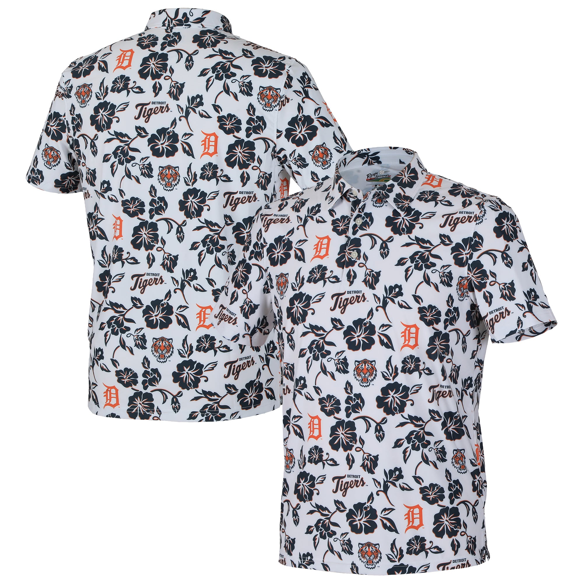 Men's Detroit Tigers Reyn Spooner White Pua Performance Polo