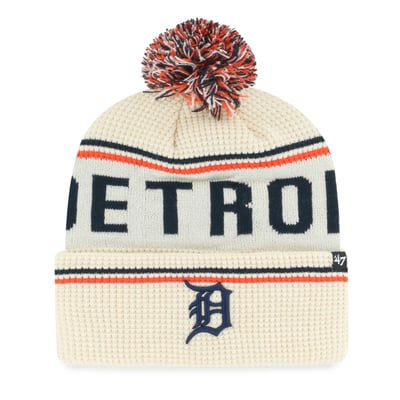 Detroit Tigers '47 Quattrle Cuffed Knit Hat with Pom - Natural