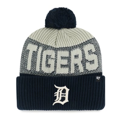 Detroit Tigers '47 Bone Chill Cuffed Knit Hat with Pom - Navy