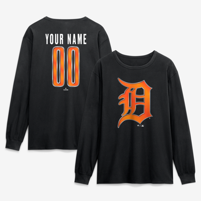 Detroit Tigers  Forged Mascot Personalized Name & Number Long Sleeve T-Shirt - Black