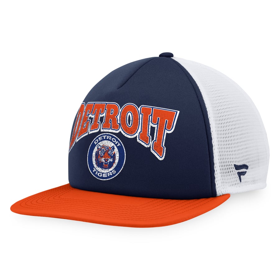 Detroit Snapback Men's Detroit Tigers Fanatics Navy/Orange Heritage Foam Front Trucker ...