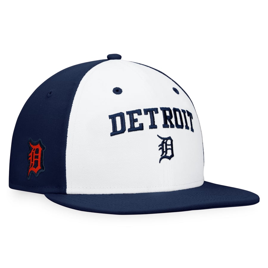 Men's Detroit Tigers Fanatics White/Navy Iconic Color Blocked Fitted Hat