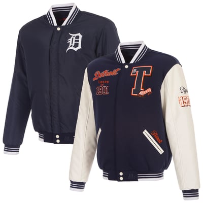  Detroit Tigers JH Design Reversible Full-Snap Varsity Jacket - Navy