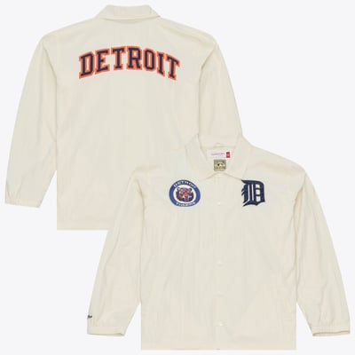  Detroit Tigers Mitchell & Ness Cooperstown Collection Retro Roots Full-Snap Coaches Jacket - Cream