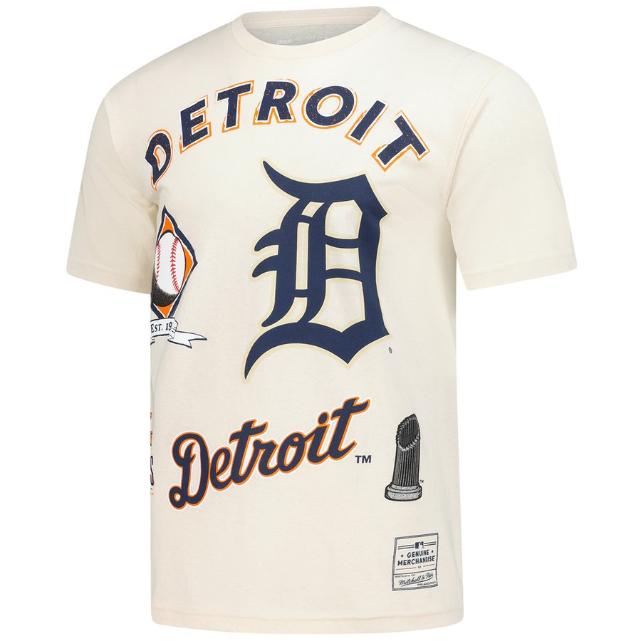Mitchell & Ness Detroit Tigers 3/4 Sleeve Raglan Jersey Shirt - Men's Small, 100% Cotton, New