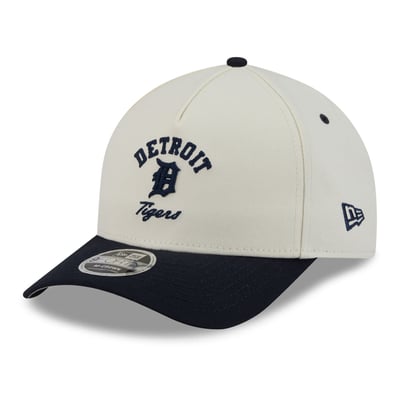 Detroit Tigers New Era Arch 9FORTY A-Frame M-Crown Adjustable Hat - Natural/Navy