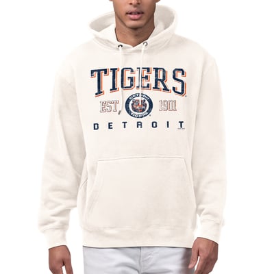  Detroit Tigers Starter Established Logo Fleece Hoodie - Cream