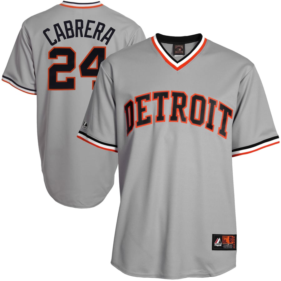 Miguel Cabrera 1984 Detroit Tigers Cooperstown Grey Road Throwback Jersey 