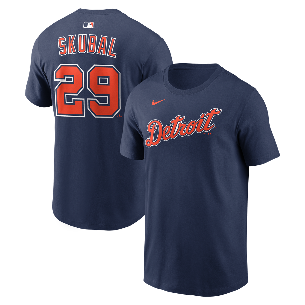 Name & Number T-Shirt Detroit Tigers Tarik Skubal Nike Navy Name 