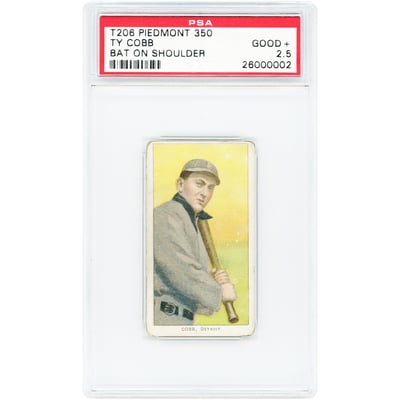 Ty Cobb Detroit Tigers 1909-11 T206 Piedmont 350 Bat On Shoulder #NNO PSA Authenticated 2.5 Card