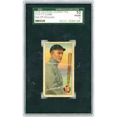 Ty Cobb Detroit Tigers 1914 Coupon Cigarettes T213 Bat Off Shoulder #NNO SGC Authenticated 1 Card