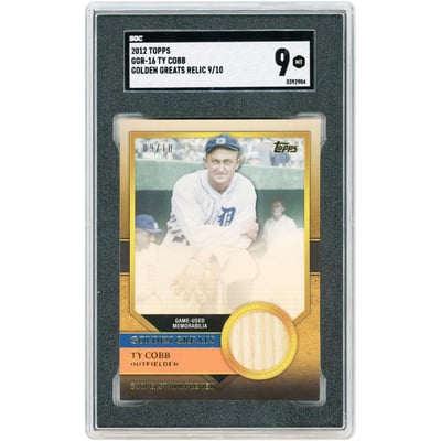Ty Cobb Detroit Tigers 2012 Topps Golden Greats Game Used Bat Relic #GGR-16 #9/10 SGC Authenticated 9 Card 