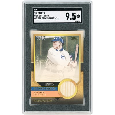 Ty Cobb Detroit Tigers 2012 Topps Golden Greats Game Used Bat Relic #GGR-17 #2/10 SGC Authenticated 9.5 Card 
