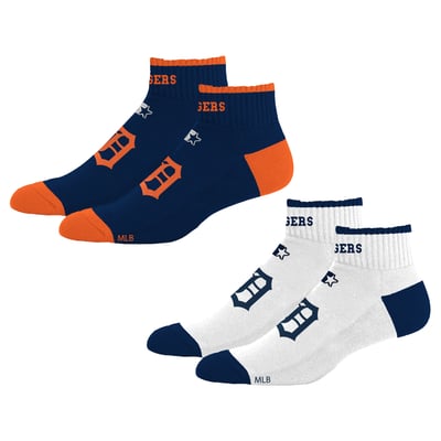  Detroit Tigers Starter Unisex Two-Pack Front & Center Quarter Length Socks