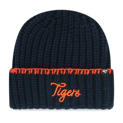 Detroit Tigers '47 Women's Blanket Stitch Cuffed Knit Hat - Navy