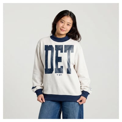 Detroit Tigers Fanatics Women's City Abbreviation Funnel Neck Fleece Sweatshirt - Cream